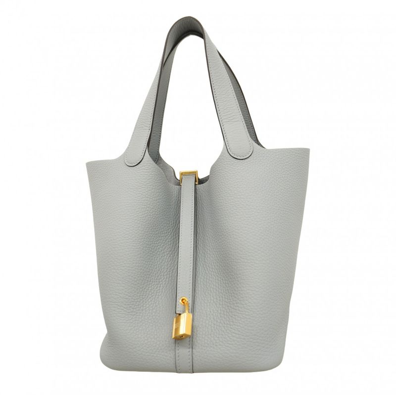 Hermes Handbag Picotin Lock MM Taurillon Clemence Blue Run Gold Hardware K