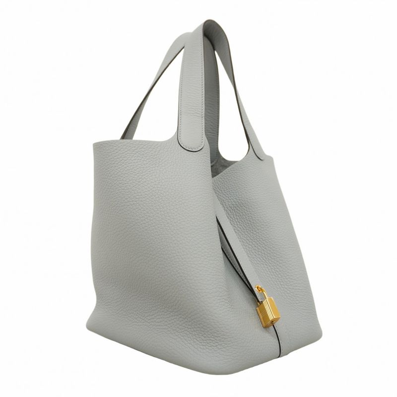 Hermes Handbag Picotin Lock MM Taurillon Clemence Blue Run Gold Hardware K