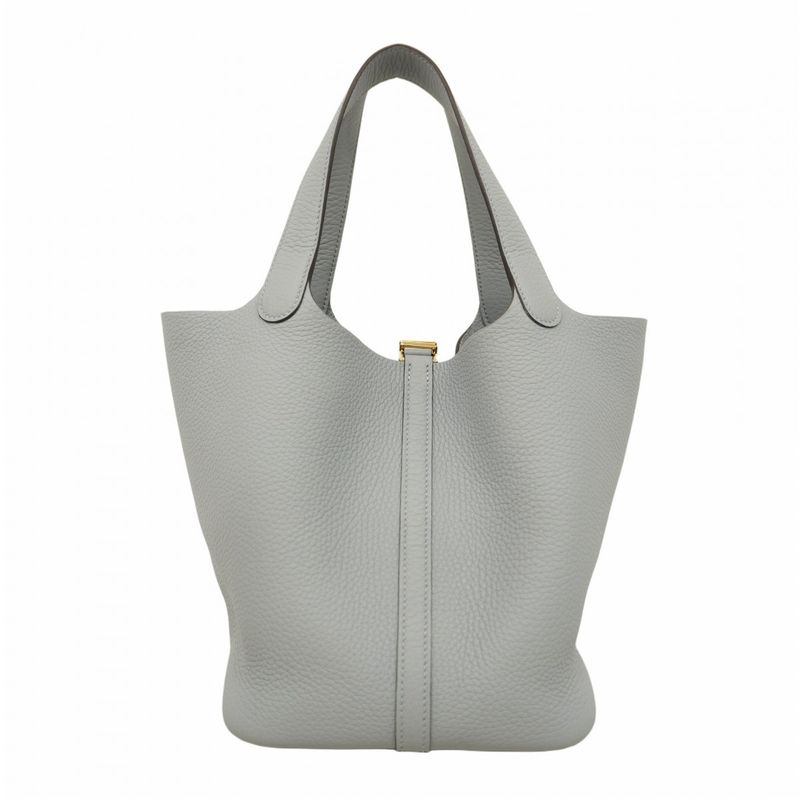 Hermes Handbag Picotin Lock MM Taurillon Clemence Blue Run Gold Hardware K