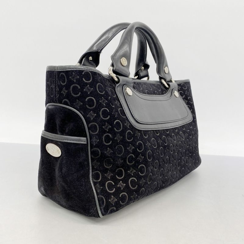 Celine Handbag C Macadam Boogie Bag Suede Black Silver Hardware Women's