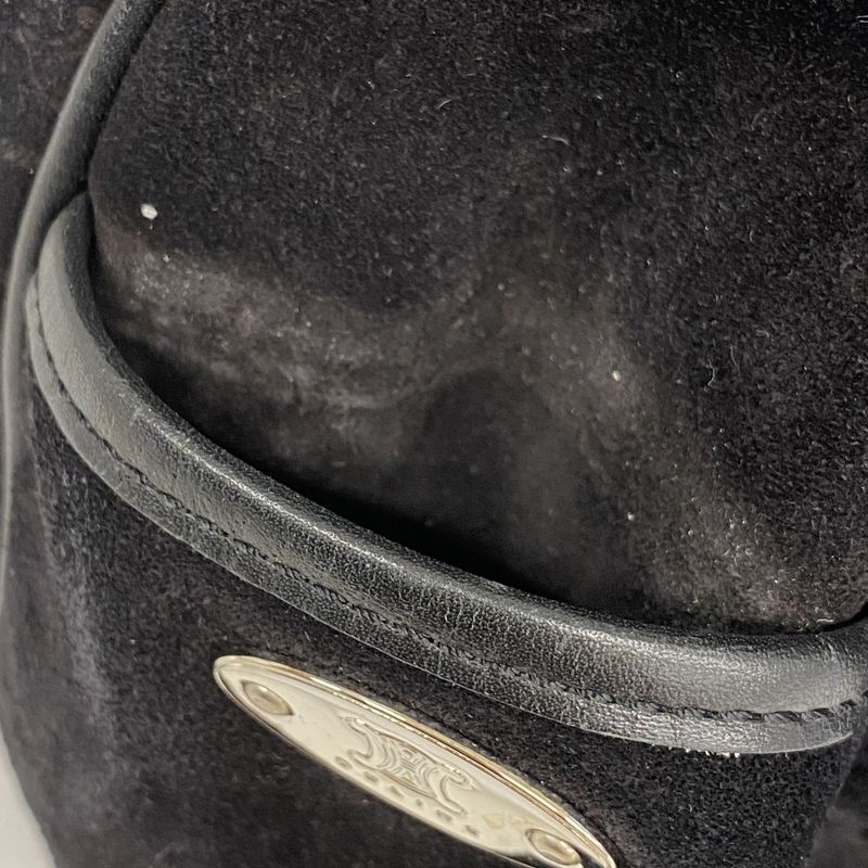 Celine Handbag C Macadam Boogie Bag Suede Black Silver Hardware Women's