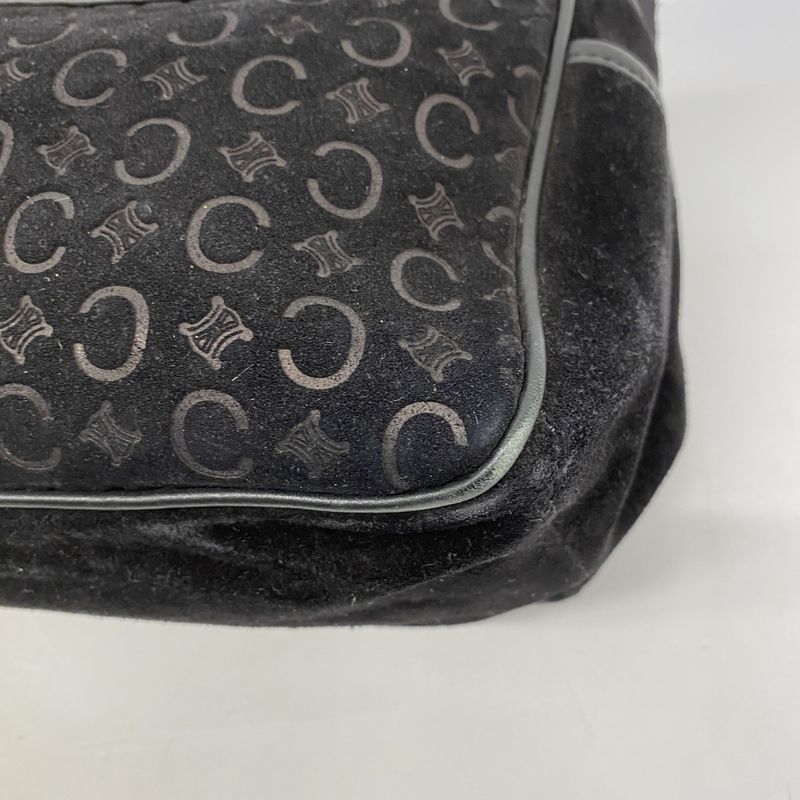 Celine Handbag C Macadam Boogie Bag Suede Black Silver Hardware Women's