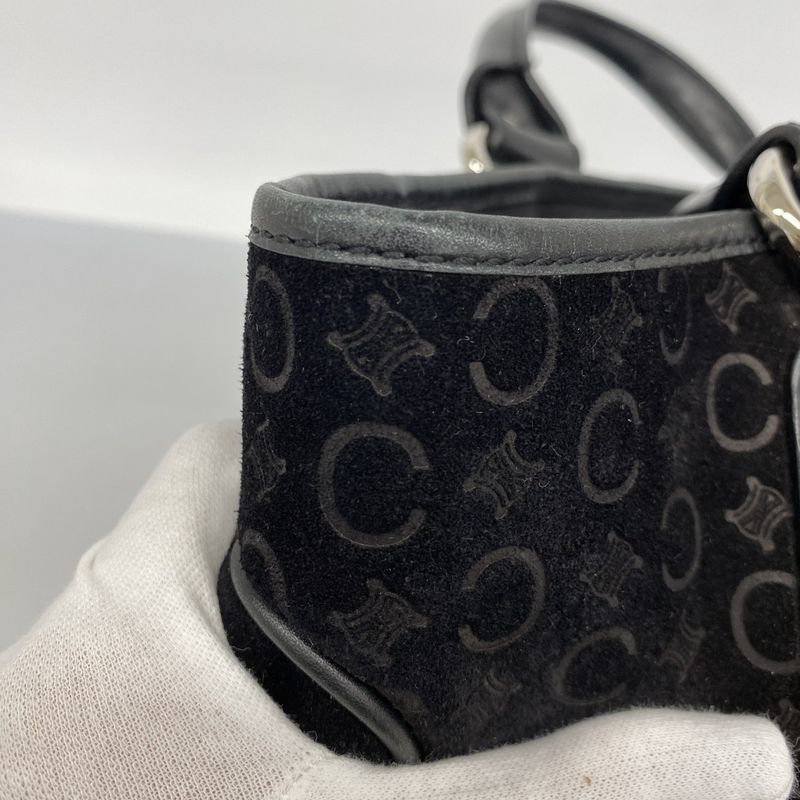Celine Handbag C Macadam Boogie Bag Suede Black Silver Hardware Women's