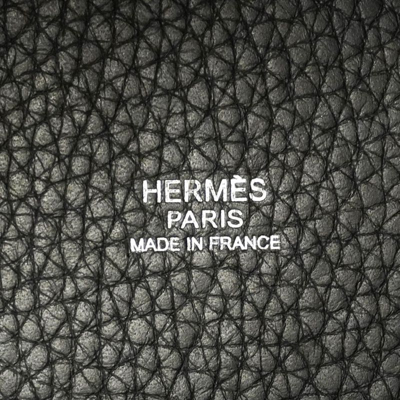 Hermes Handbag Picotin PM Taurillon Clemence Black Silver Hardware □J Engraved
