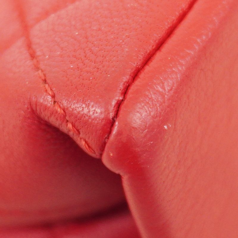 Chanel Shoulder Bag Mini Matelasse Leather Red Silver Hardware Women's