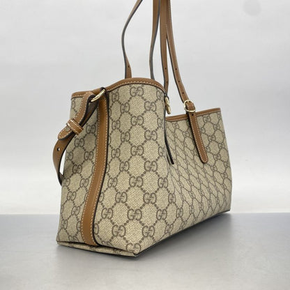 Gucci Handbag GG Supreme 815214 PVC Beige Brown Chien Pan Gold Hardware 2way