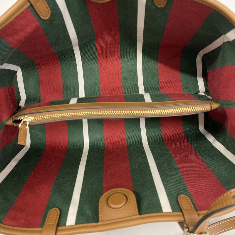 Gucci Handbag GG Supreme 815214 PVC Beige Brown Chien Pan Gold Hardware 2way