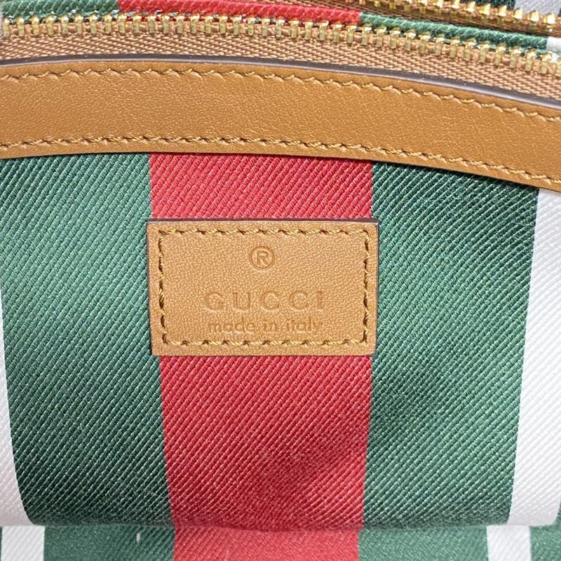 Gucci Handbag GG Supreme 815214 PVC Beige Brown Chien Pan Gold Hardware 2way