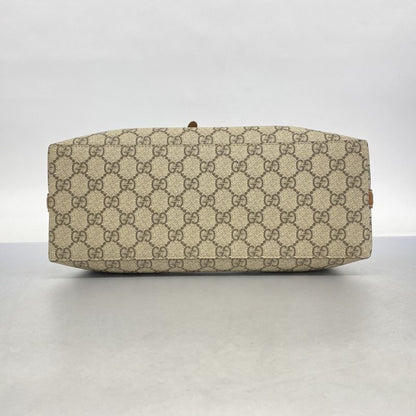 Gucci Handbag GG Supreme 815214 PVC Beige Brown Chien Pan Gold Hardware 2way