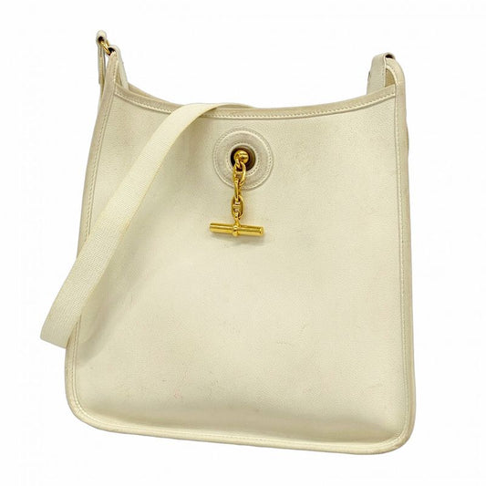 Hermes Shoulder Bag Vespa PM Evercolor White Gold Hardware 〇X Engraved Ladies