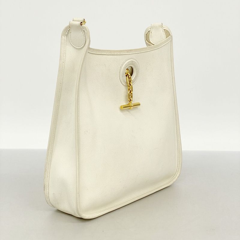 Hermes Shoulder Bag Vespa PM Evercolor White Gold Hardware 〇X Engraved Ladies