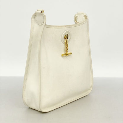 Hermes Shoulder Bag Vespa PM Evercolor White Gold Hardware 〇X Engraved Ladies