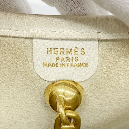 Hermes Shoulder Bag Vespa PM Evercolor White Gold Hardware 〇X Engraved Ladies