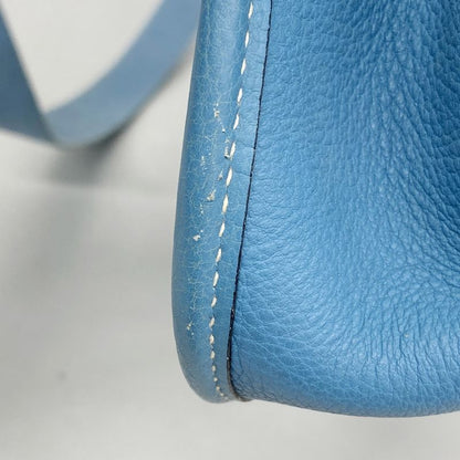 Hermes Shoulder Bag Vespa PM Evercolor Blue Jean Gold Hardware □C Engraved