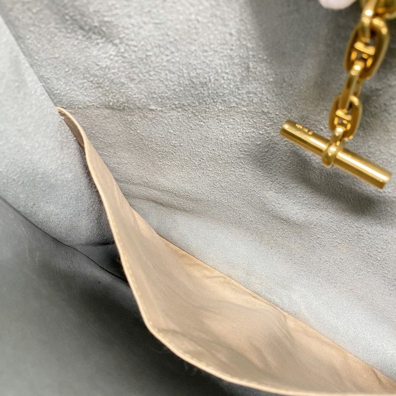 Hermes Shoulder Bag Vespa PM Evercolor Blue Jean Gold Hardware □C Engraved