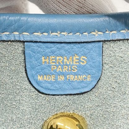 Hermes Shoulder Bag Vespa PM Evercolor Blue Jean Gold Hardware □C Engraved