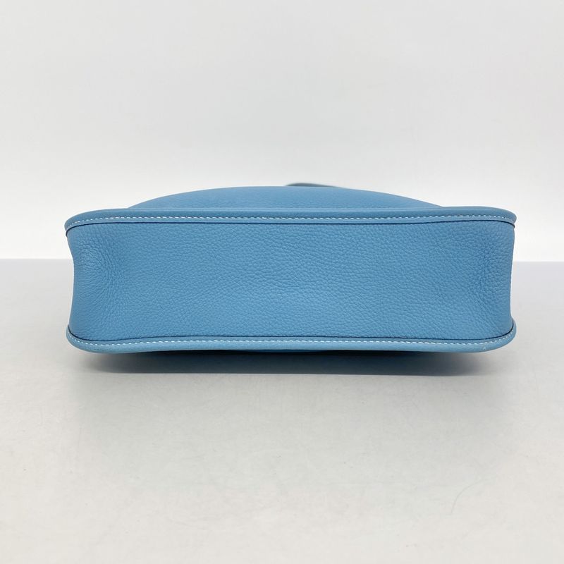 Hermes Shoulder Bag Vespa PM Evercolor Blue Jean Gold Hardware □C Engraved