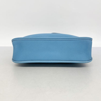 Hermes Shoulder Bag Vespa PM Evercolor Blue Jean Gold Hardware □C Engraved