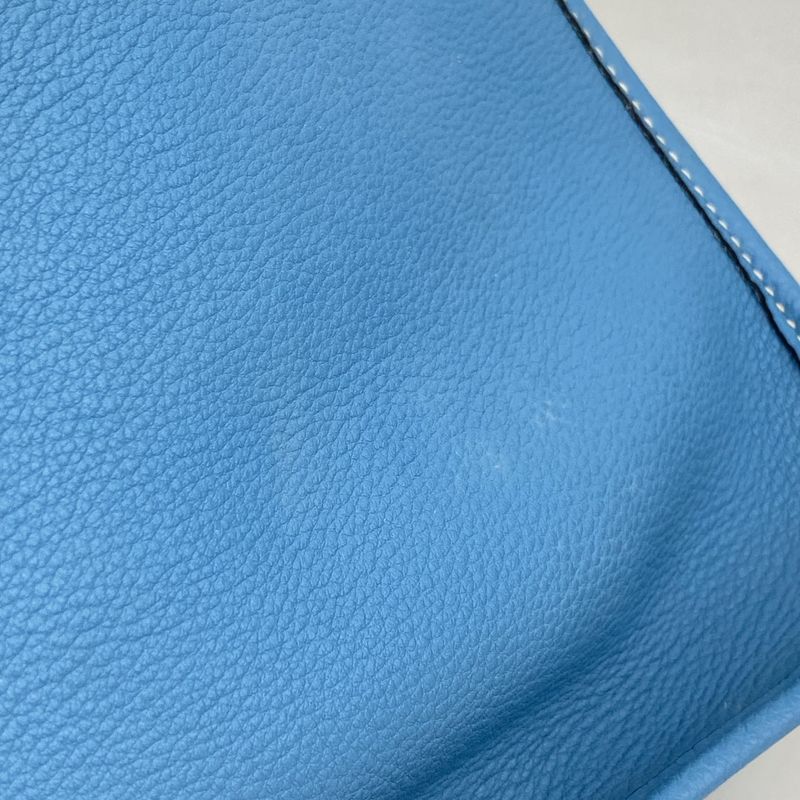 Hermes Shoulder Bag Vespa PM Evercolor Blue Jean Gold Hardware □C Engraved