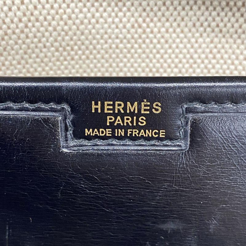 Hermes Clutch Bag Jiju PM Box Calf Black 〇X Engraved Men's