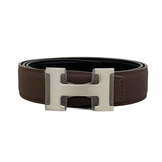 Hermes Belt Constance Belt Box Calf Taurillon Clemence Black Havana Silver