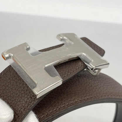 Hermes Belt Constance Belt Box Calf Taurillon Clemence Black Havana Silver