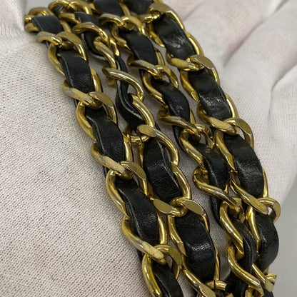 Chanel Shoulder Bag Matelasse Lambskin Black Gold Hardware Women