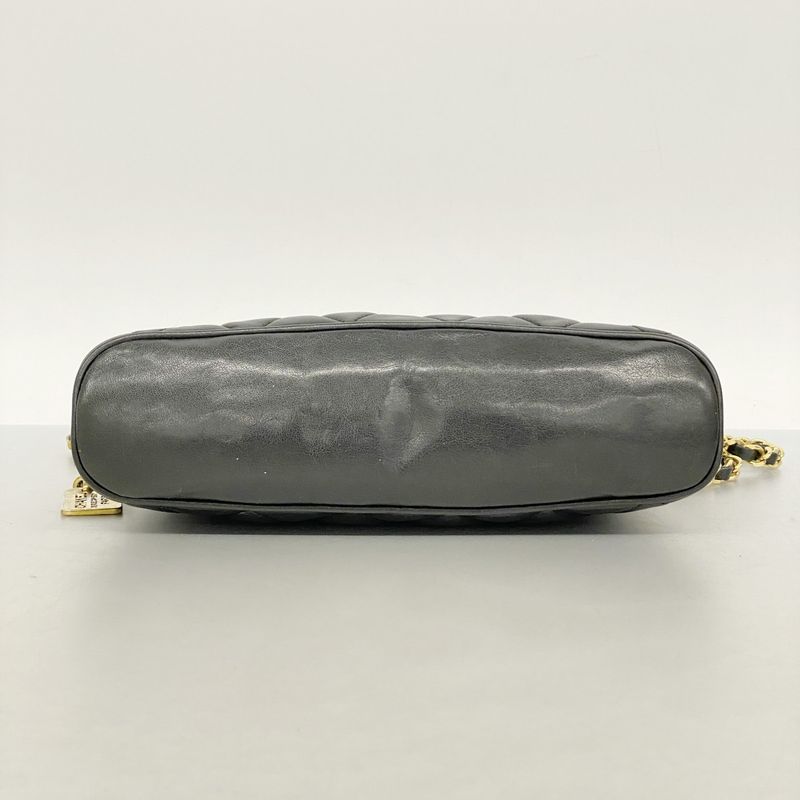 Chanel Shoulder Bag Matelasse Lambskin Black Gold Hardware Women