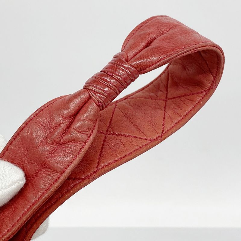 Chanel Shoulder Bag Matelasse Lambskin Red Gold Hardware Women's