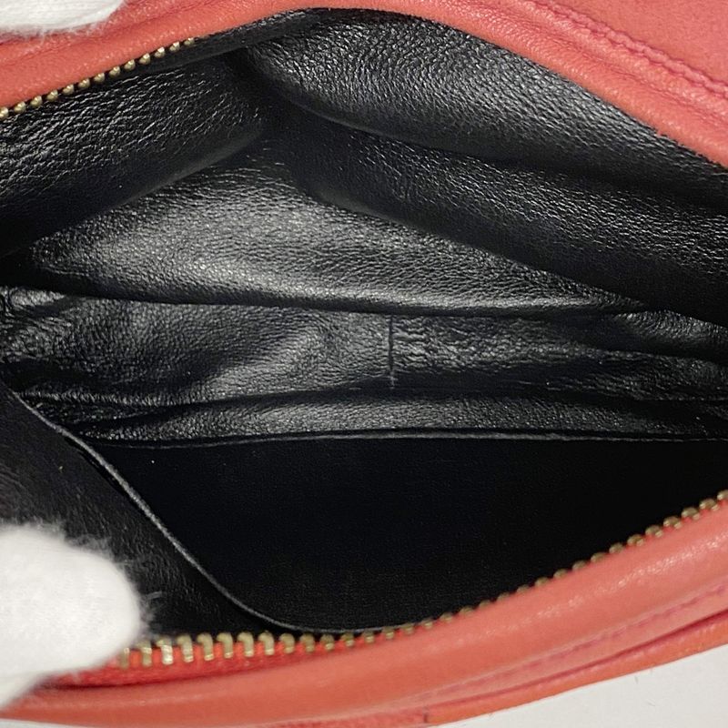 Chanel Shoulder Bag Matelasse Lambskin Red Gold Hardware Women's