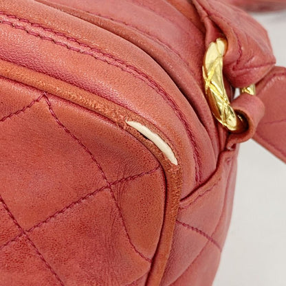 Chanel Shoulder Bag Matelasse Lambskin Red Gold Hardware Women's