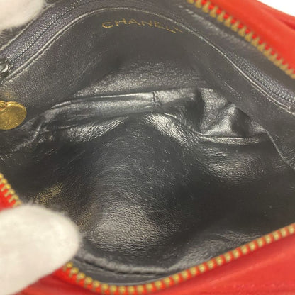 Chanel Shoulder Bag Matelasse Lambskin Red Gold Hardware Women's