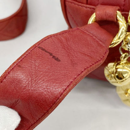 Chanel Shoulder Bag Matelasse Lambskin Red Gold Hardware Women's