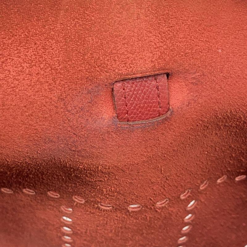 Hermes Shoulder Bag Evelyn 1PM Courchevel Rouge Cazac Gold Hardware □A Stamped