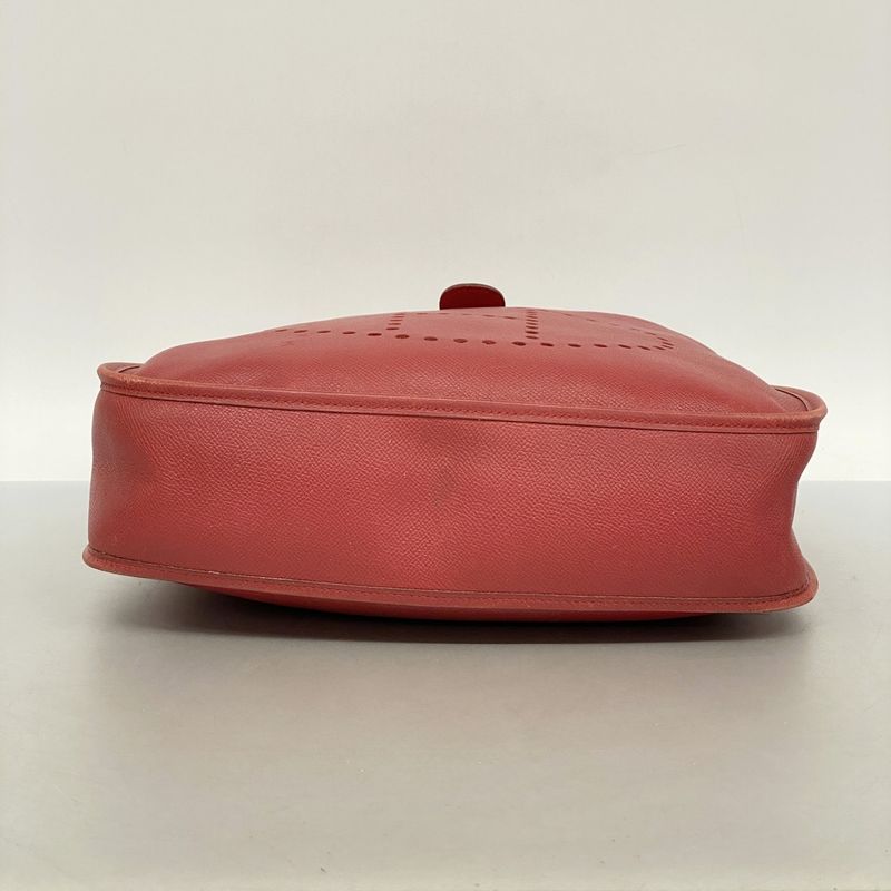 Hermes Shoulder Bag Evelyn 1PM Courchevel Rouge Cazac Gold Hardware □A Stamped