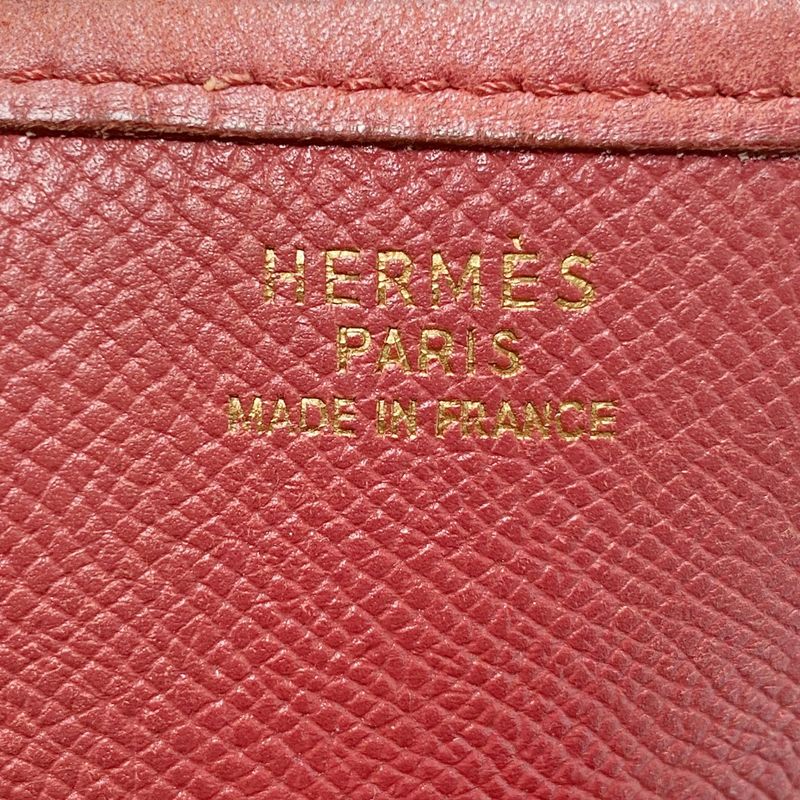 Hermes Shoulder Bag Evelyn 1PM Courchevel Rouge Cazac Gold Hardware □A Stamped