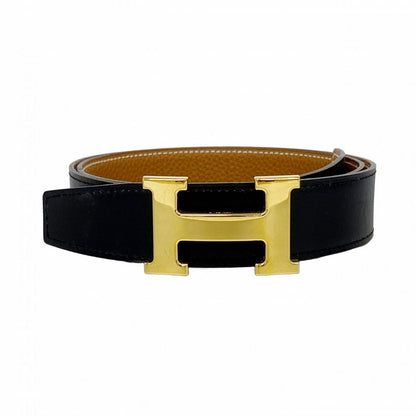 Hermes Belt Constance Belt Box Calf Togo Black Gold Hardware T Engraved Men's