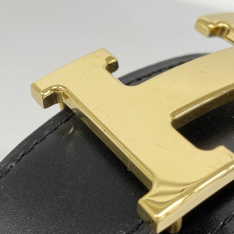 Hermes Belt Constance Belt Box Calf Togo Black Gold Hardware T Engraved Men's