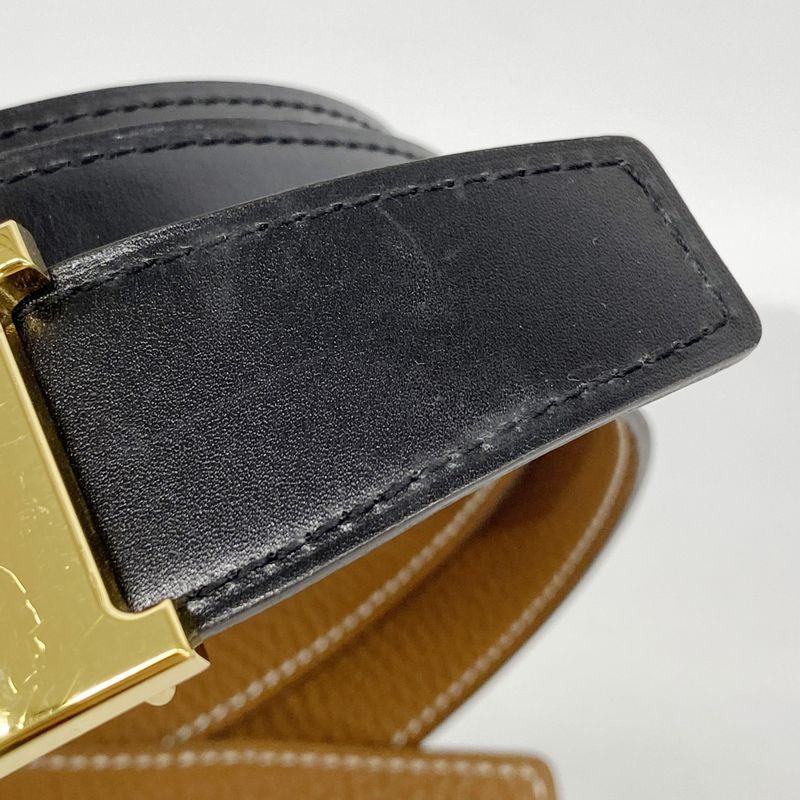 Hermes Belt Constance Belt Box Calf Togo Black Gold Hardware T Engraved Men's