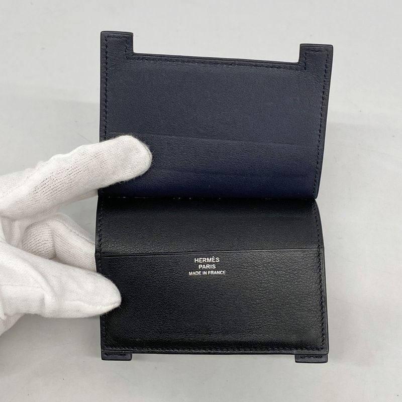 Hermes Card Case Multipuri Swift Black A Engraved Men Women Unisex