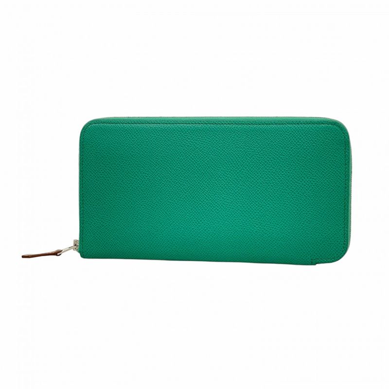 Hermes Long Wallet Azap Long Silk In Vaux Epson Vert Jade Silver Hardware Z