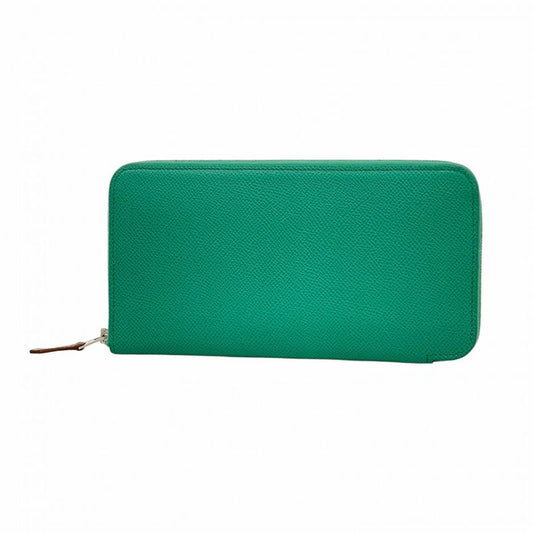 Hermes Long Wallet Azap Long Silk In Vaux Epson Vert Jade Silver Hardware Z