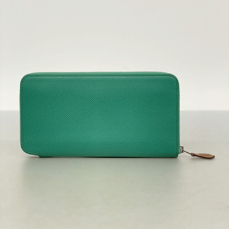 Hermes Long Wallet Azap Long Silk In Vaux Epson Vert Jade Silver Hardware Z