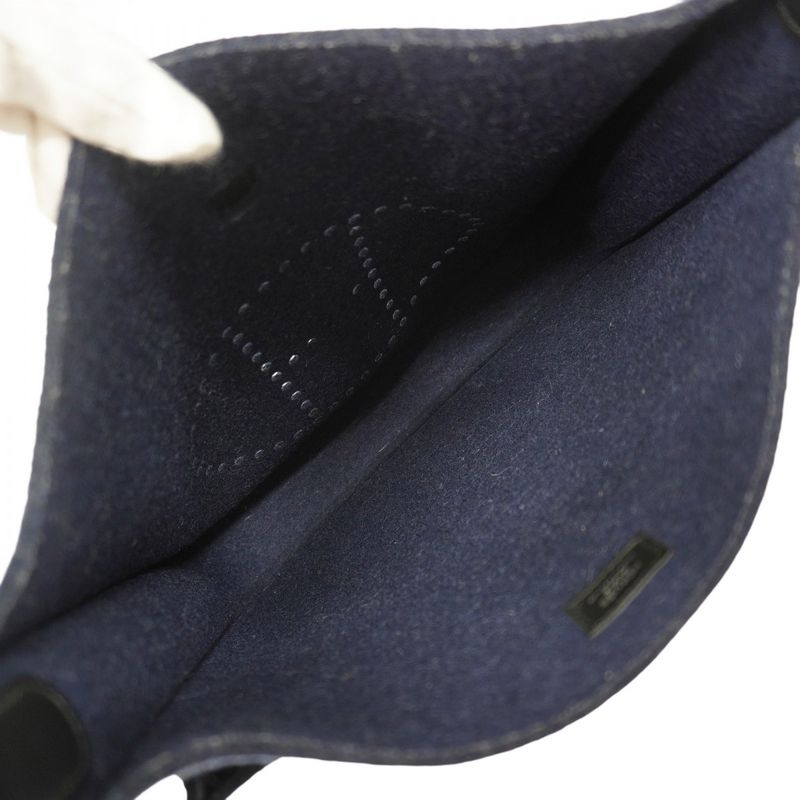 Hermes Shoulder Bag Evelyn 3PM Felt Blue Nuit Silver Hardware Y Engraved Ladies
