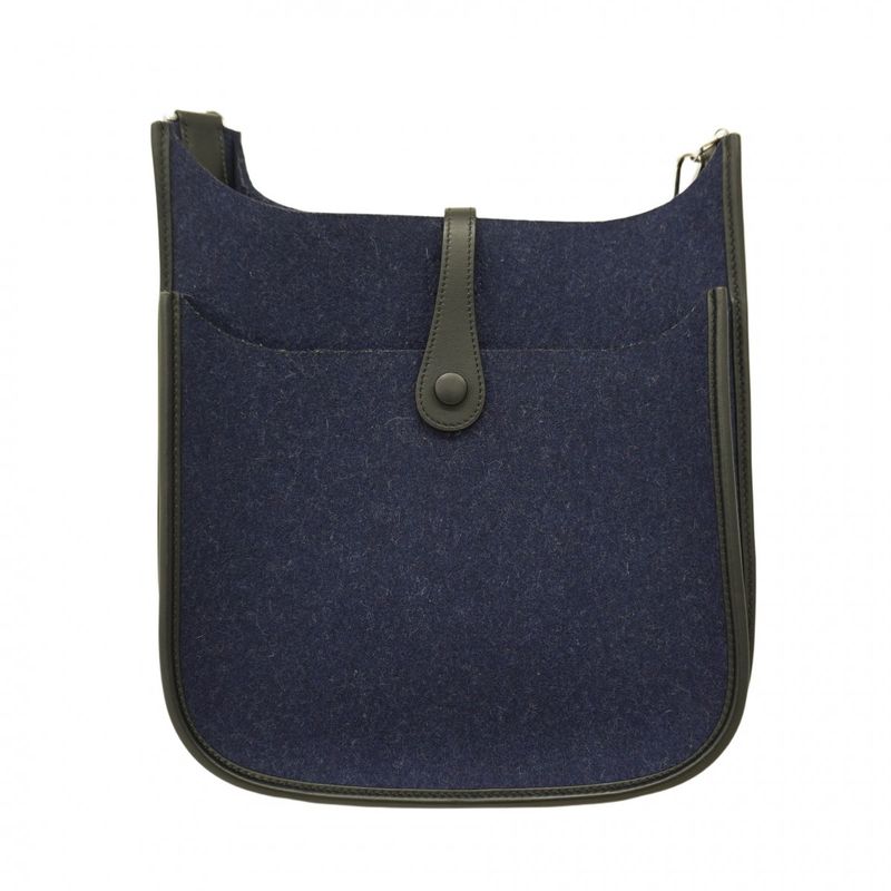 Hermes Shoulder Bag Evelyn 3PM Felt Blue Nuit Silver Hardware Y Engraved Ladies