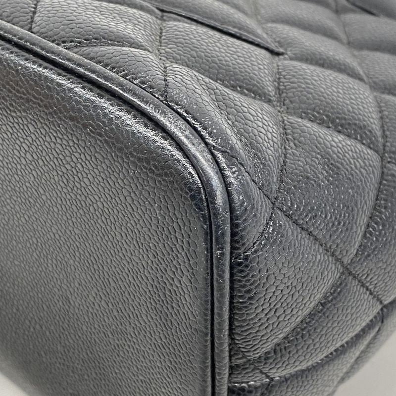 Chanel Tote Bag Reproduction Tote Caviar Skin Black Gold Hardware Women's