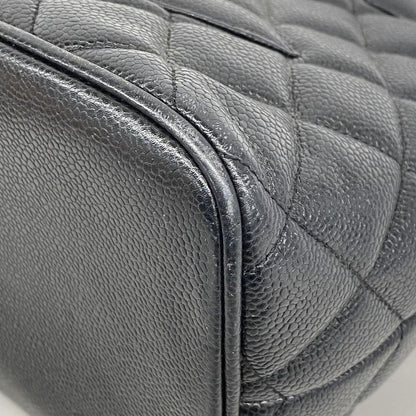 Chanel Tote Bag Reproduction Tote Caviar Skin Black Gold Hardware Women's