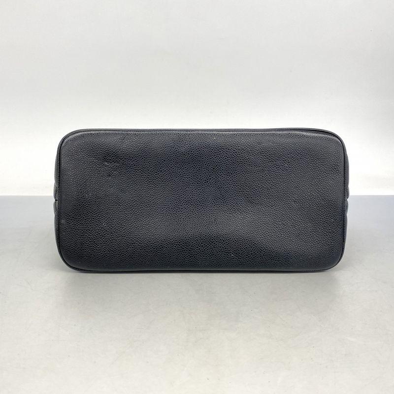 Chanel Tote Bag Reproduction Tote Caviar Skin Black Gold Hardware Women's