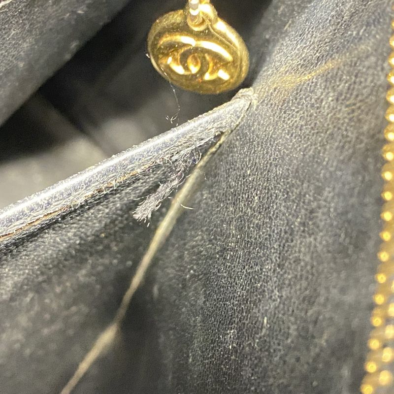 Chanel Tote Bag Reproduction Tote Caviar Skin Black Gold Hardware Women's