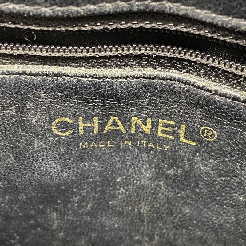 Chanel Tote Bag Reproduction Tote Caviar Skin Black Gold Hardware Women's